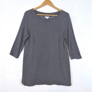 J Jill Ponte Knit 3/4 Sleeve Tunic Dress Charcoal Gray Size Medium